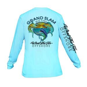 What The Fin? Unisex Offshore Grand Slam L/S T-Shirt in Blue, Size 3X